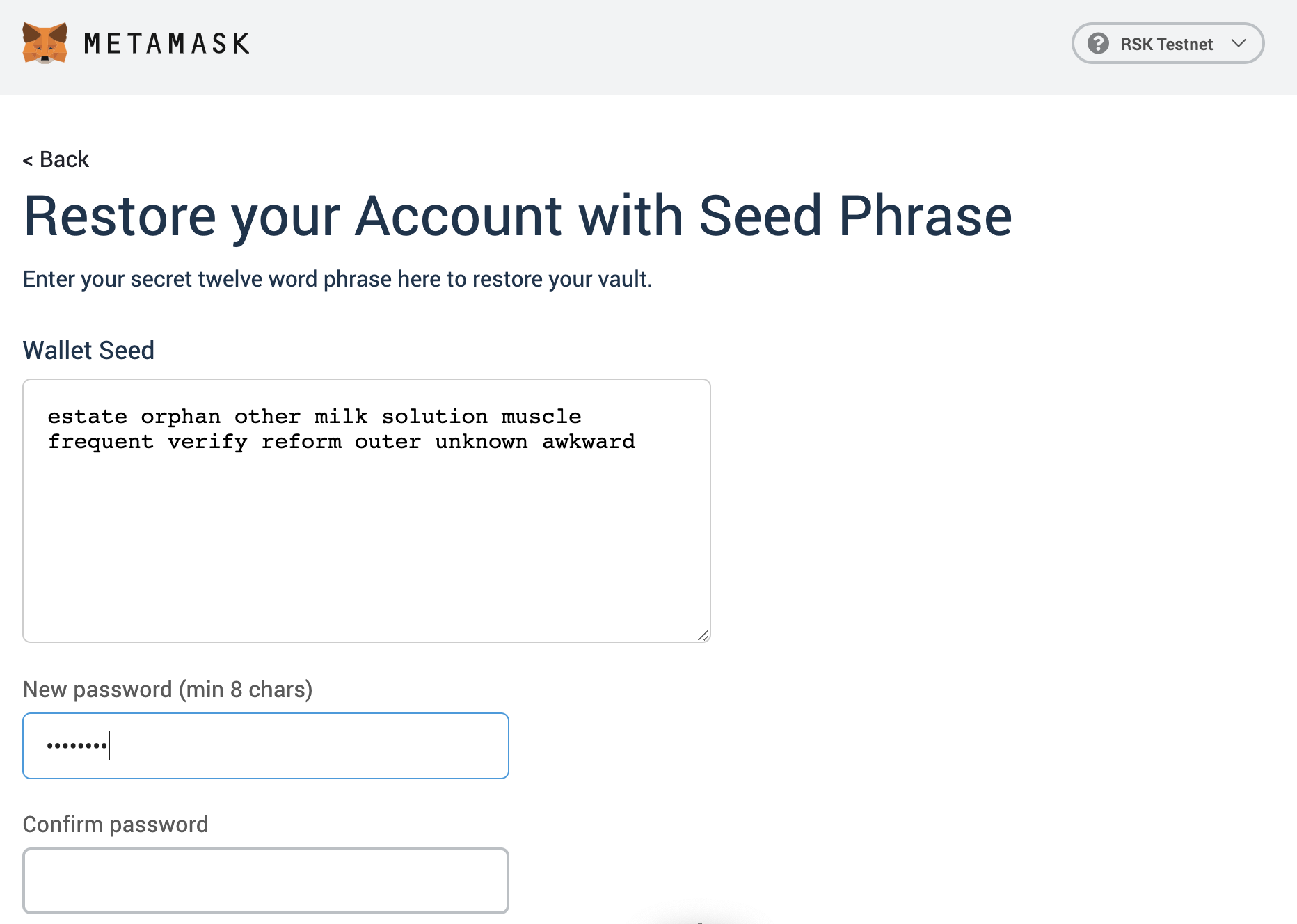 Rootstock full stack dApp - Metamask2