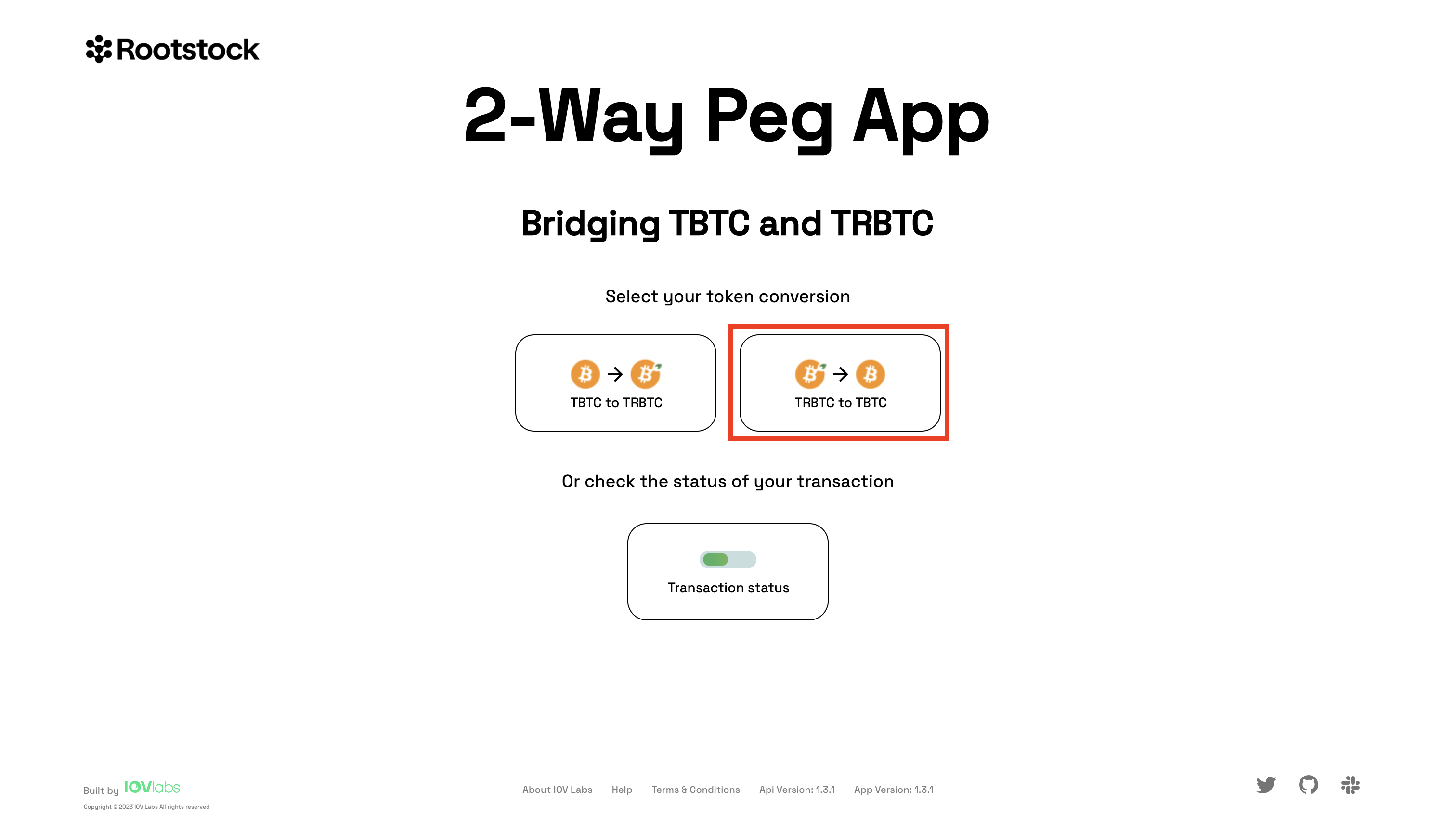 Select rbtc to btc conversion