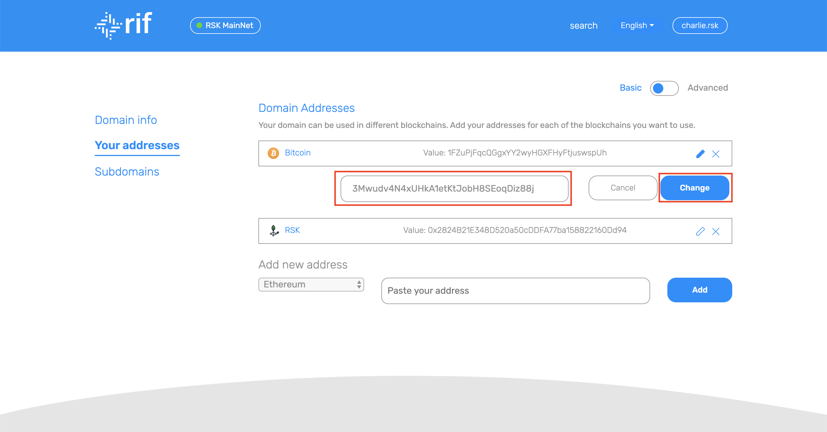 Operations - Change currency address